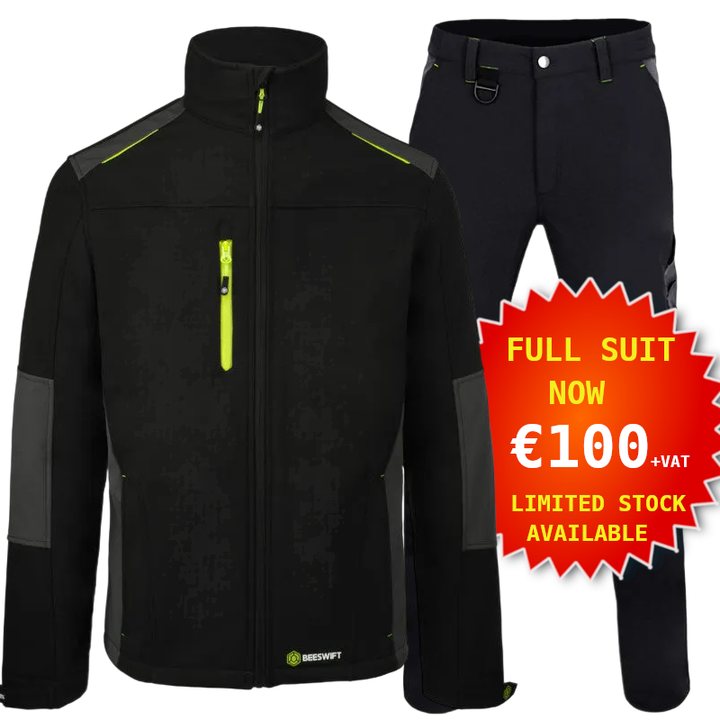 Flex Workwear Two-tone Trousers & Softshell Jacket Black/Grey