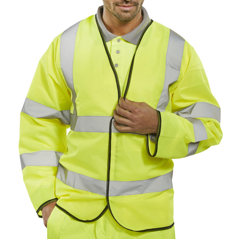 Beeswift Hi vis Long Sleeve Vest Saturn Yellow Toolman Limited