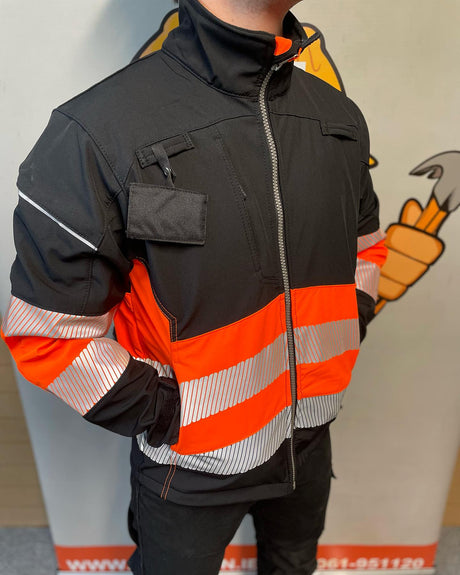 PW3 Hi-Vis Softshell Jacket Black / Orange