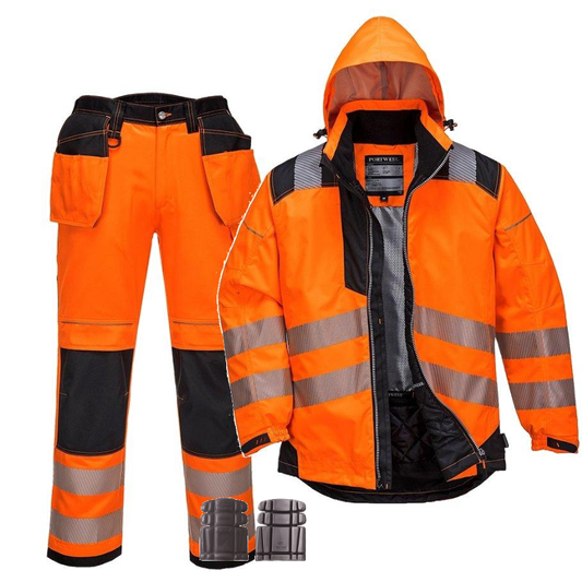Portwest Vision Hi-Vis Orange Rain Jacket & Trouser Suit