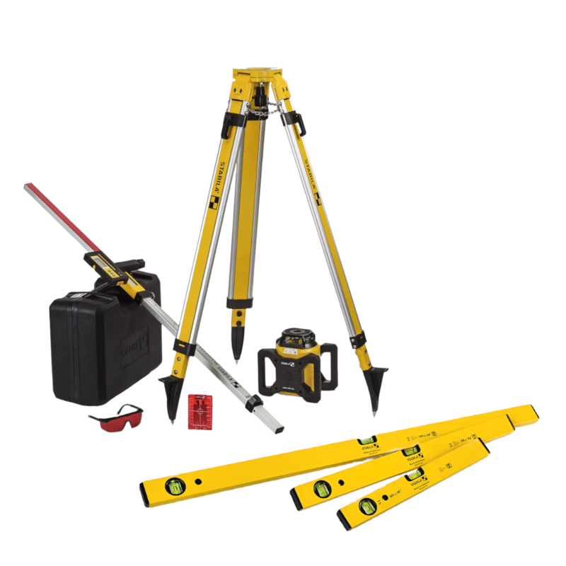 Stabila LAR160 Laser Level 7-Piece Set Plus Rechargable Battery Kit 1 (Standard Receiver) + FREE Stabila Classic Set 70, 3-piece spirit level set: 100 cm, 60 cm, 40 cm