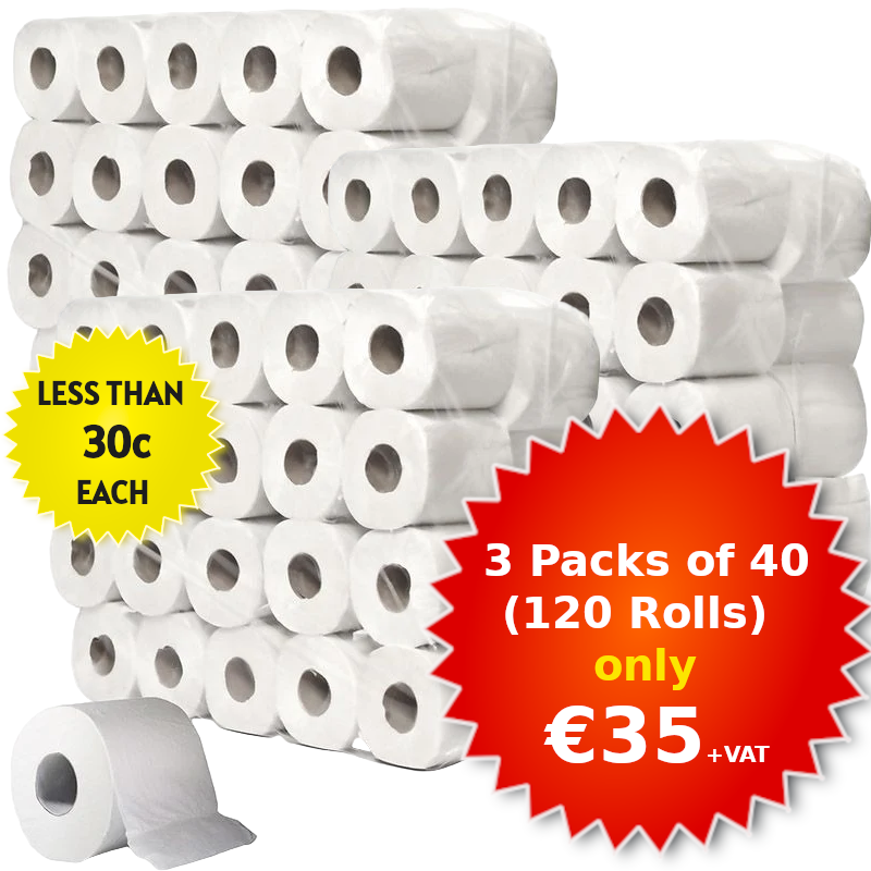 Toilet Paper 200 Sheet Rolls (3 Packs of 40 Rolls)