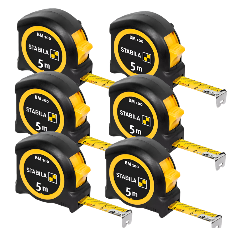 Stabila 5m (16.4 ft) BM 100 Pocket Measuring Tape, metric scale (Pack of 6)