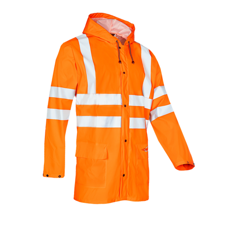 Sioen Eshton Hi-Vis Orange Rain Jacket with Fixed Hood