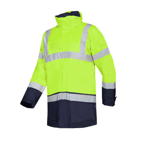 Sioen Lightflash Hi-Vis Winter Rain Jacket Yellow/Navy