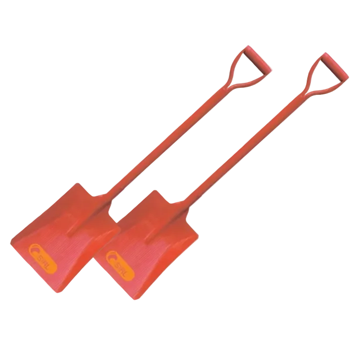 Pair of Red Square All Steel Shovels with D Handle