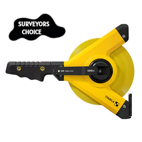 Stabila LBM 1000 STEEL 100MT Open Reel Surveyors Tape, metric scale
