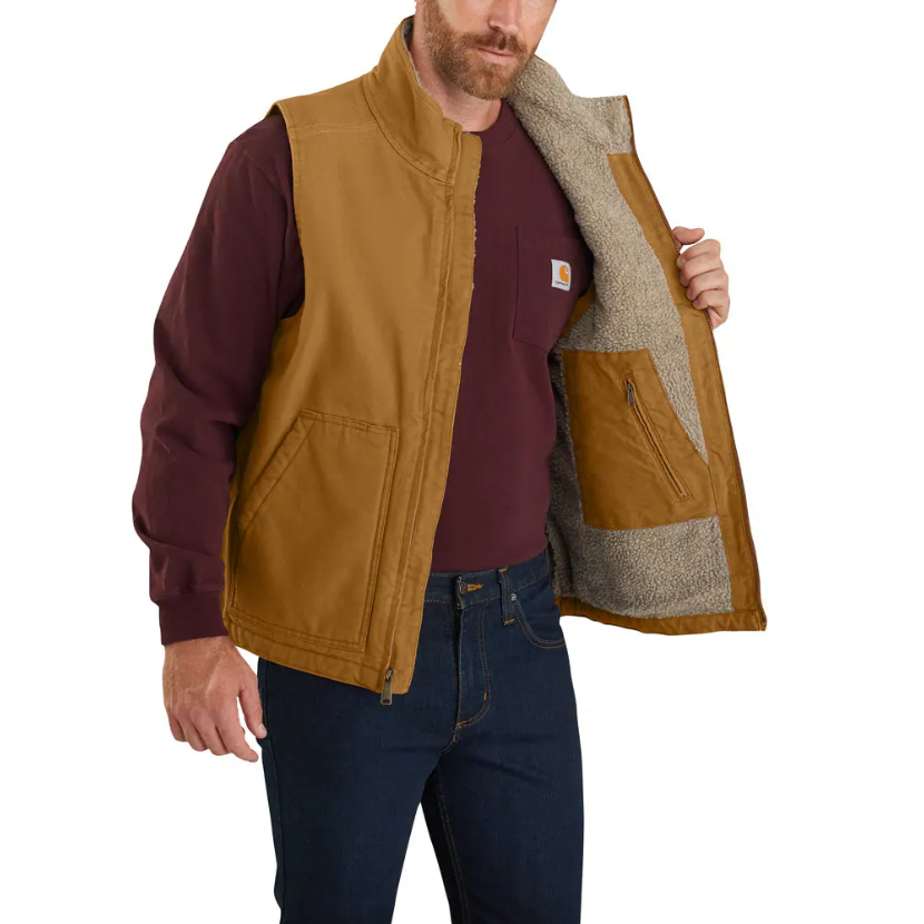 Washed Duck Mock-Neck Gilet Brown