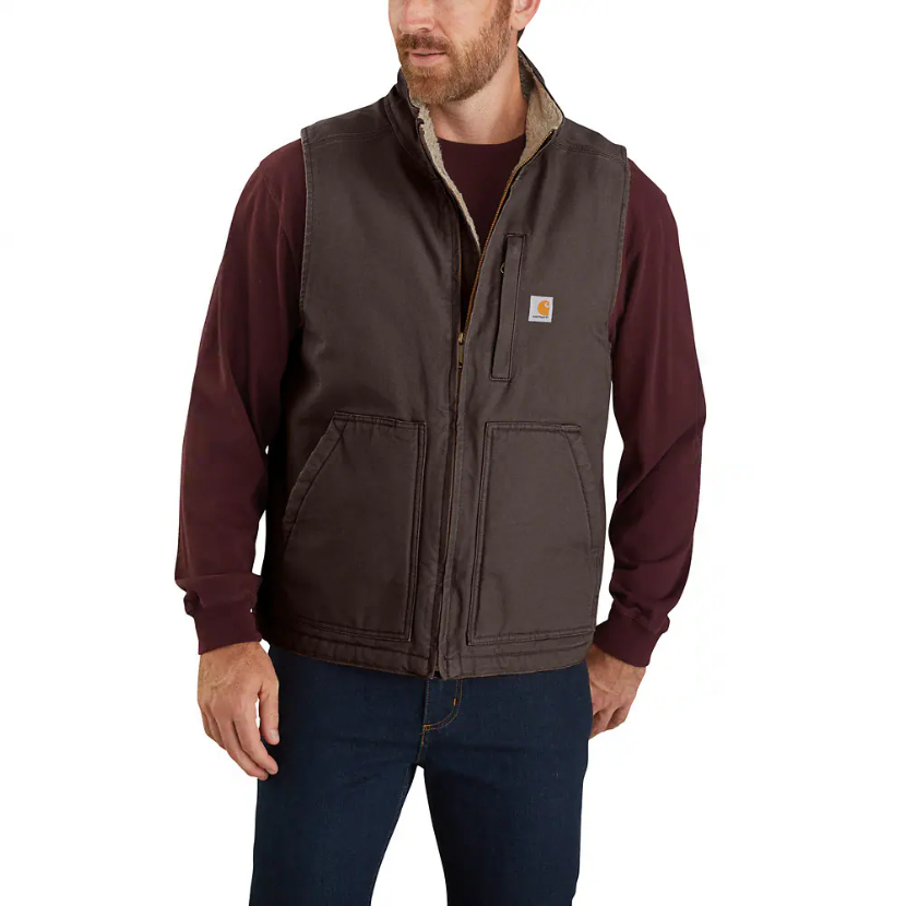 Washed Duck Mock-Neck Gilet Dark Brown