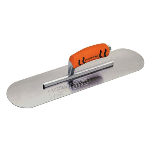 Kraft 14" x 4" Carbon Steel Pool Trowel with a ProForm® Handle on a Short Shank