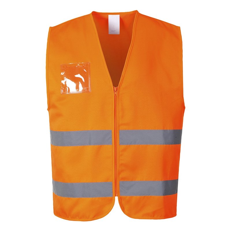 PORTWEST HI-VIS POLYCOTTON VEST WITH ZIP FRONT