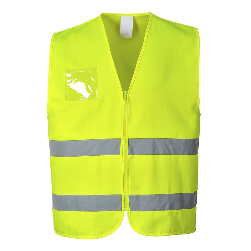 PORTWEST HI-VIS POLYCOTTON VEST WITH ZIP FRONT