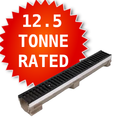 Drain Channel with Ductile Iron Grate 12.5 Tonne with Guide Rails