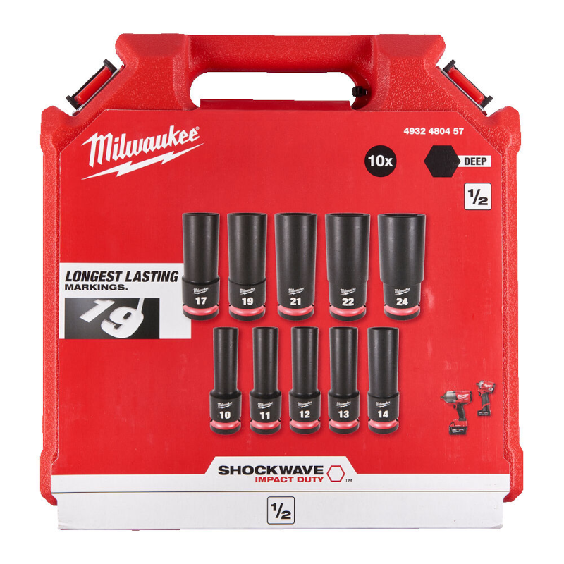 Milwaukee SHOCKWAVE Impact Duty 1/2 Inch Impact Socket Set Deep – 10 pc