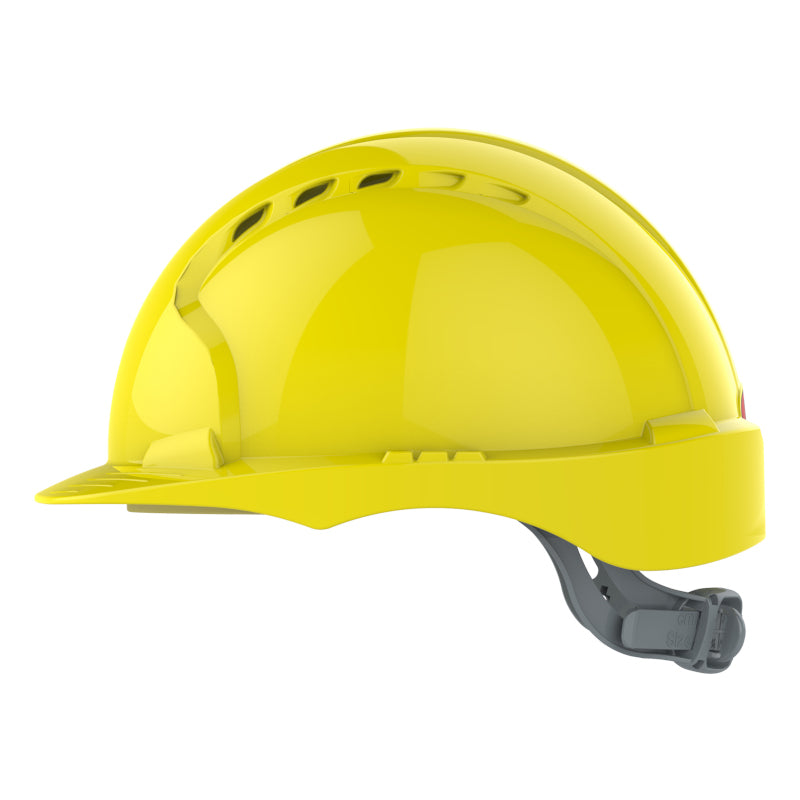 JSP EVO2 Safety Helmet - Slip Ratchet - Vented - Yellow (Pack of 5)