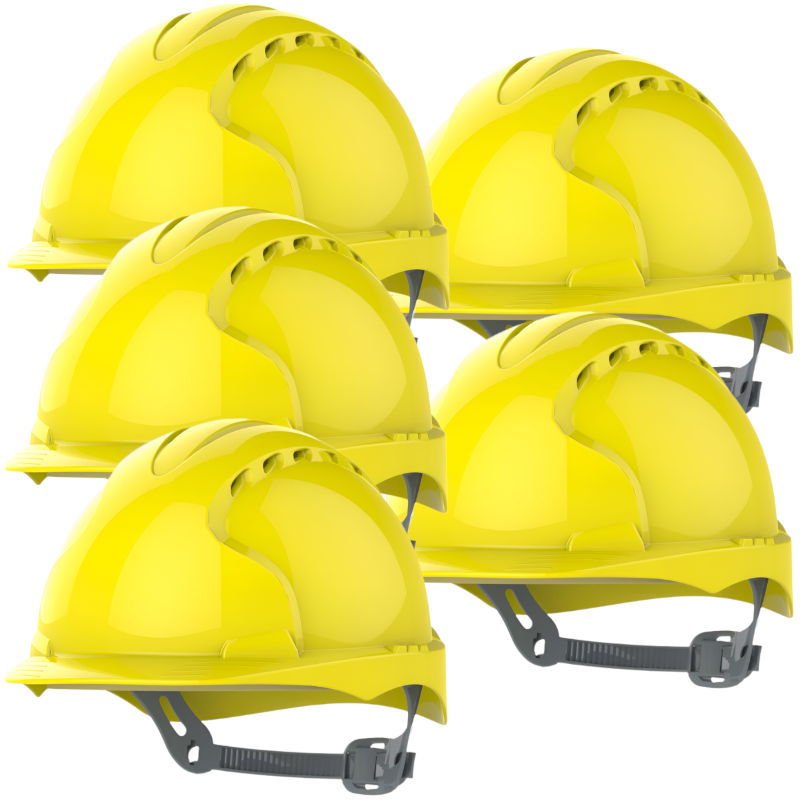 JSP EVO2 Safety Helmet - Slip Ratchet - Vented - Yellow (Pack of 5)