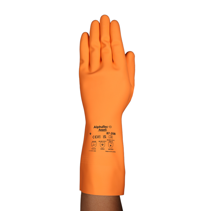 Ansell AlphaTec® Orange Rubber Chemical-Resistant Gloves Pair