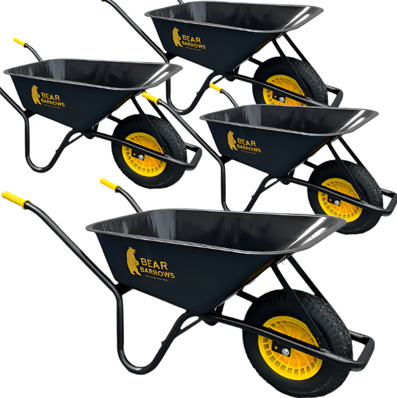 Bear Barrows 90L Black Bear Wheelbarrow (Pack of 4)