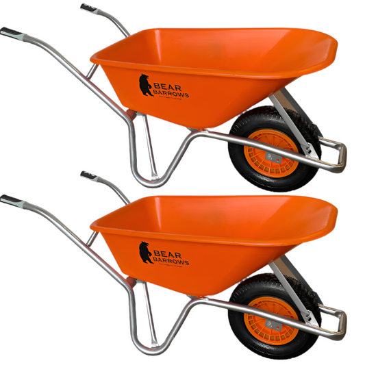 Bear Barrows 110L Orange Construction Wheelbarrow (Pack of 2)