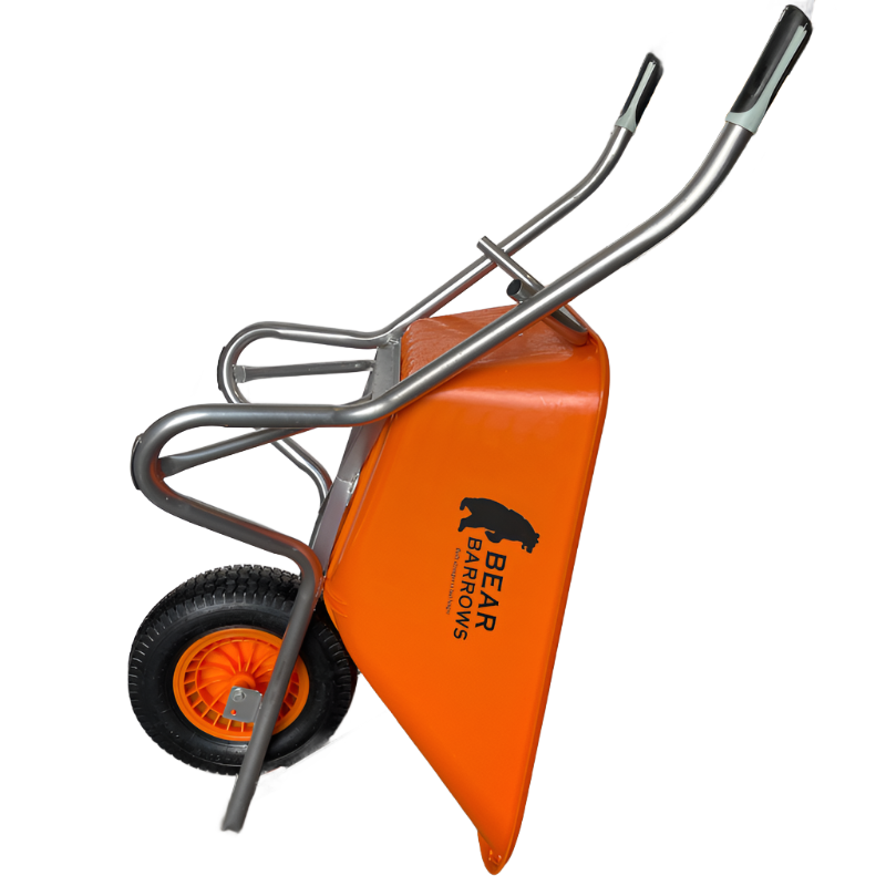 Bear Barrows 110L Orange Construction Wheelbarrow