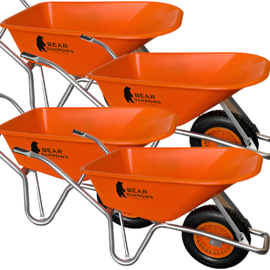 Bear Barrows 110L Orange Construction Wheelbarrow (Pack of 4)