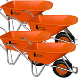 Bear Barrows 110L Orange Construction/Landscaping Wheelbarrow (Pack of 4)