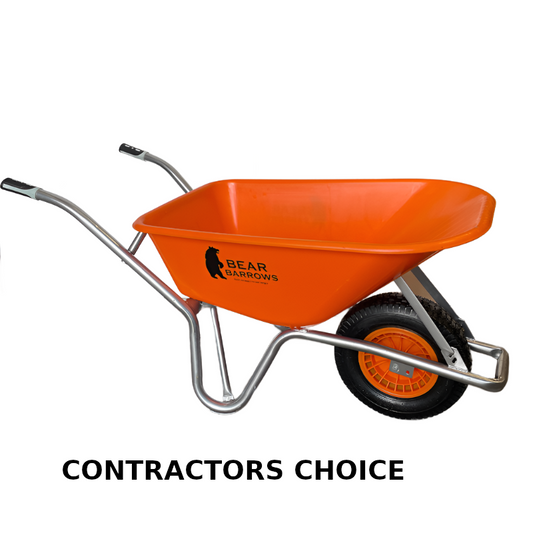 Bear Barrows 110L Orange Construction Wheelbarrow