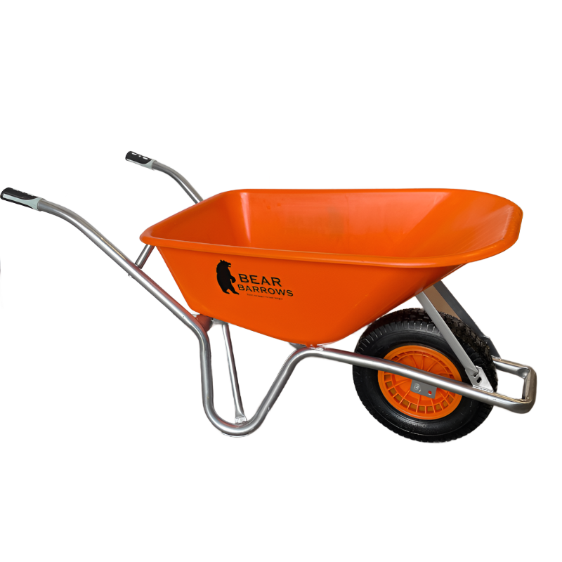 Bear Barrows 110L Orange Construction Wheelbarrow