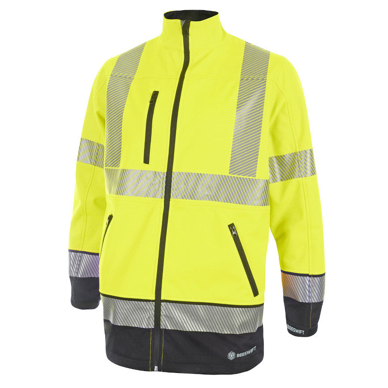 Beeswift Deltic Hi-vis Two-tone Soft Shell Jacket Saturn Yellow / Navy