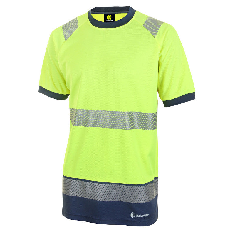 Beeswift Deltic Hi-vis Two-tone Short Sleeve T-shirt Saturn Yellow / Navy