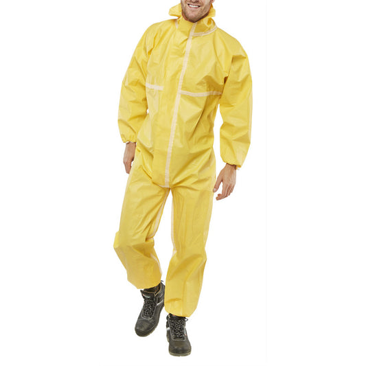 DISPOSABLE COVERALL YELLOW L MICROPOROUS TYPE 3/4/5/6