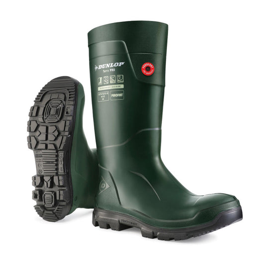 Dunlop Purofort Terrapro Full Safety Wellington Boots Green