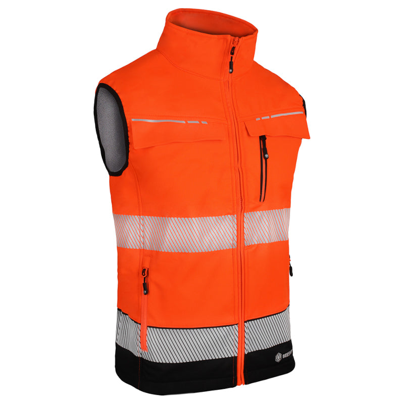 Beeswift Deltic Two-tone Hi-vis Softshell Rail Bodywarmer Orange / Black