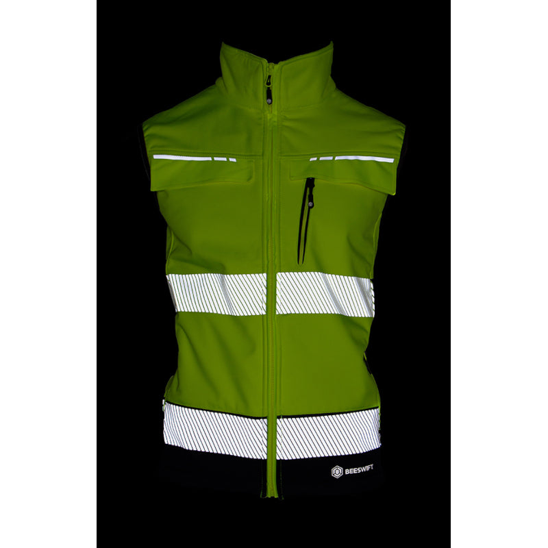 Beeswift Deltic Two-tone Hi-vis Softshell Rail Bodywarmer Saturn Yellow / Navy