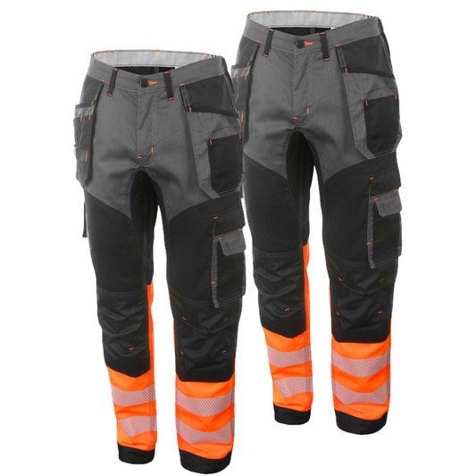 Deltic Hi-vis Two-tone Trousers Orange / Black (Twin Pack)