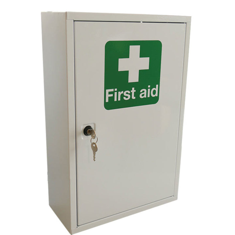 Click Medical Single Door Metal First Aid Cabinet White