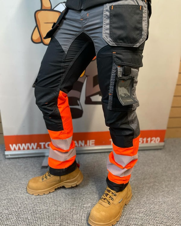 Beeswift Deltic Hi-vis Two-tone Trousers Orange / Black