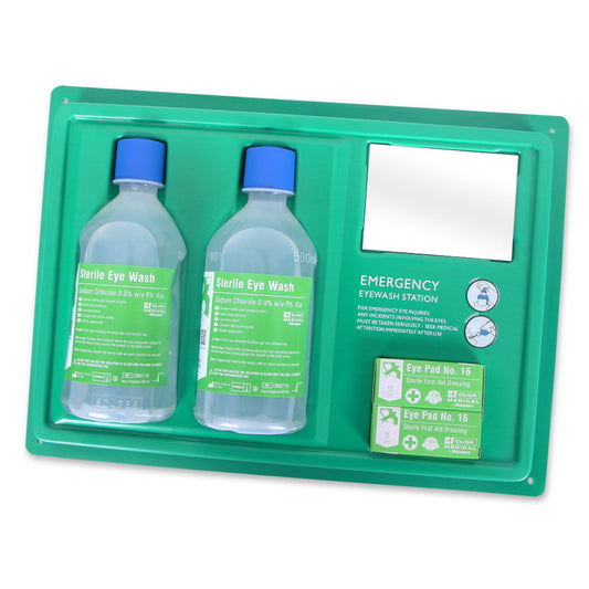 Click Medical Eyewash Station With 2x500ml Bottles Green