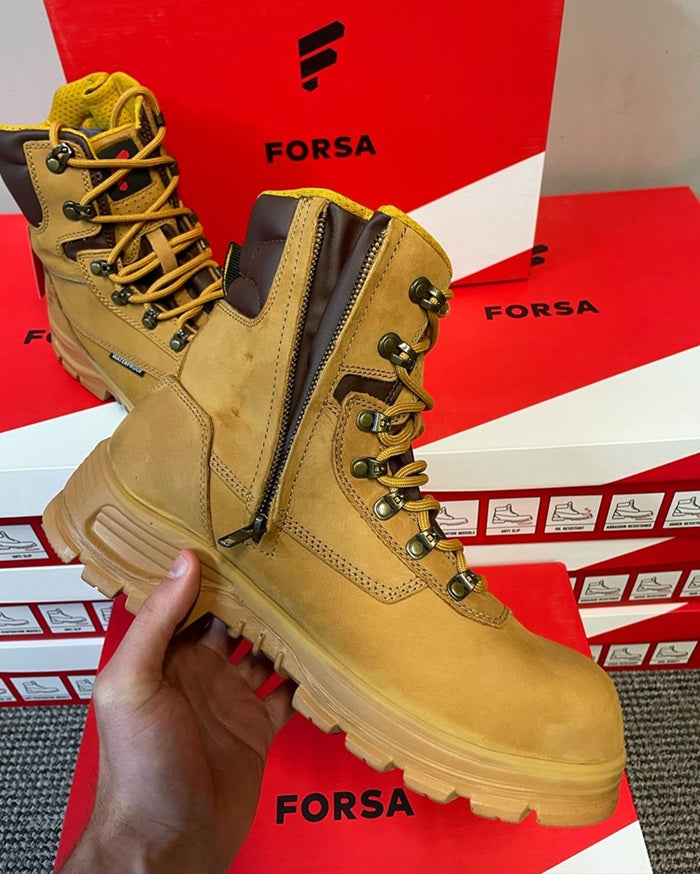 Forza S7S SR Honey Leather Laced Zip Waterproof Safety Boot