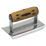 Kraft 8" x 4" 1/4"R Elite Series Stainless Steel Curved Edger with Cork Handle