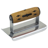 Kraft 8" x 4" 1/4"R Elite Series Stainless Steel Curved Edger with Cork Handle