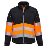 PW3 Hi-Vis Class 1 Softshell Jacket Black / Orange