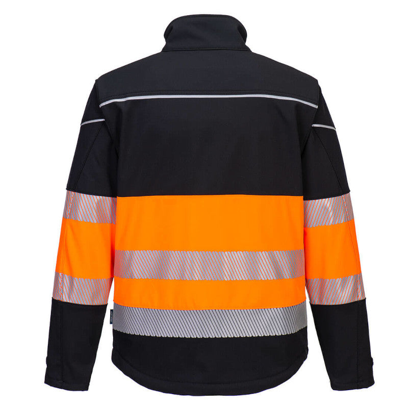 PW3 Hi-Vis Class 1 Softshell Jacket Black / Orange