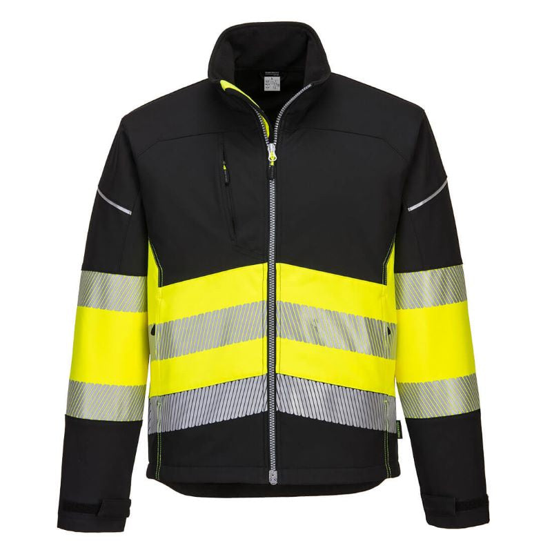 PW3 Hi-Vis Class 1 Softshell Jacket Black / Yellow