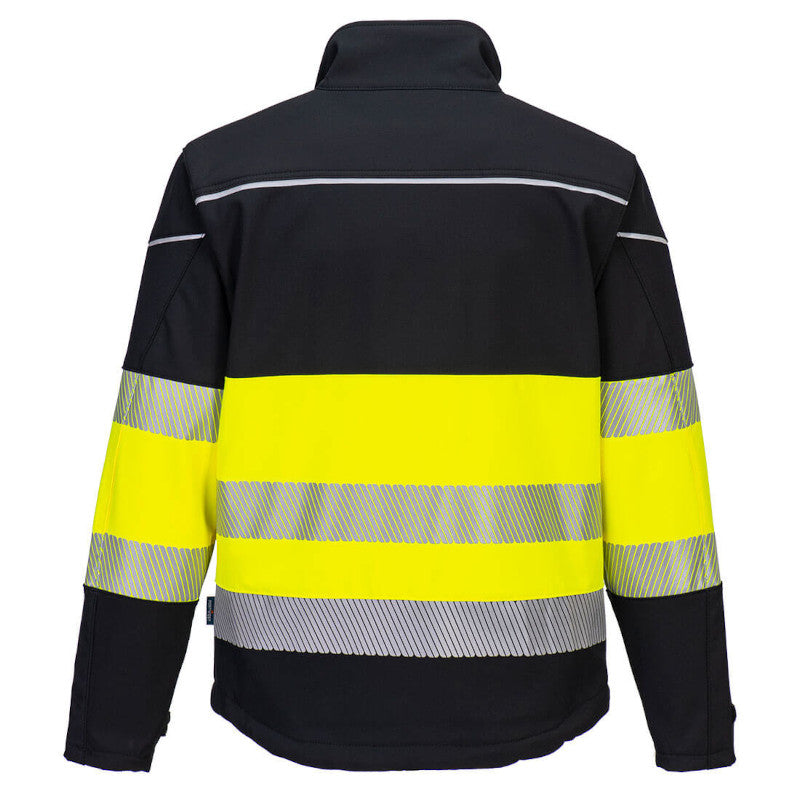 PW3 Hi-Vis Class 1 Softshell Jacket Black / Yellow