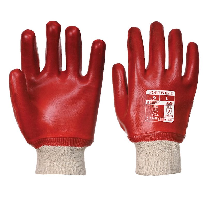 Portwest PVC Knitwrist Drain Cleaners Gloves (Pack of 12)