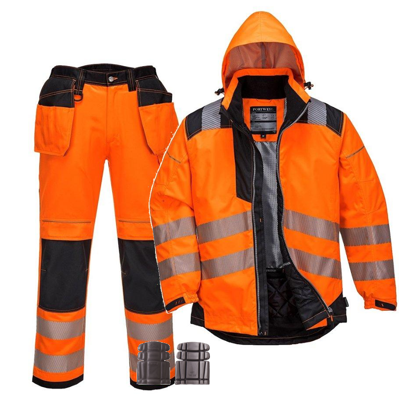 Portwest Vision Hi-Vis Orange Rain Jacket & Trouser Suit