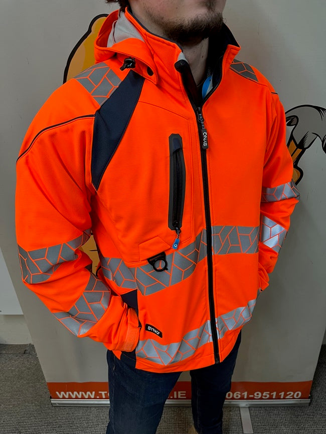 SYNQ® Sioen Deteqtor High-Vis Softshell Stretch Jacket Orange/Navy