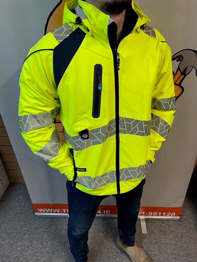 SYNQ® Sioen Deteqtor High-Vis Softshell Stretch Jacket Yellow/Navy