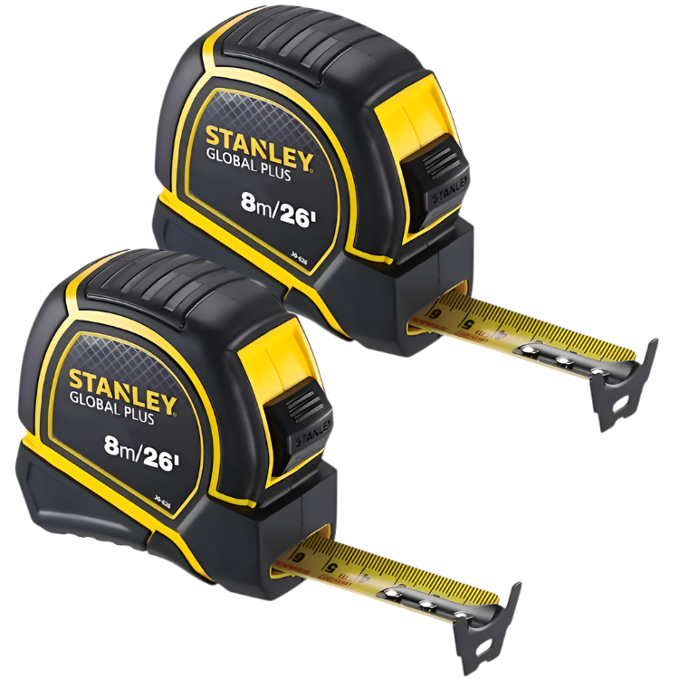 STANLEY 8M/26FT GLOBAL PLUS MEASURING TAPE (PACK OF 2)